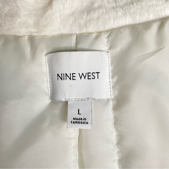 Nine West Cream Faux Fur Moto Jacket Coat Size Large L - Picture 12 of 16